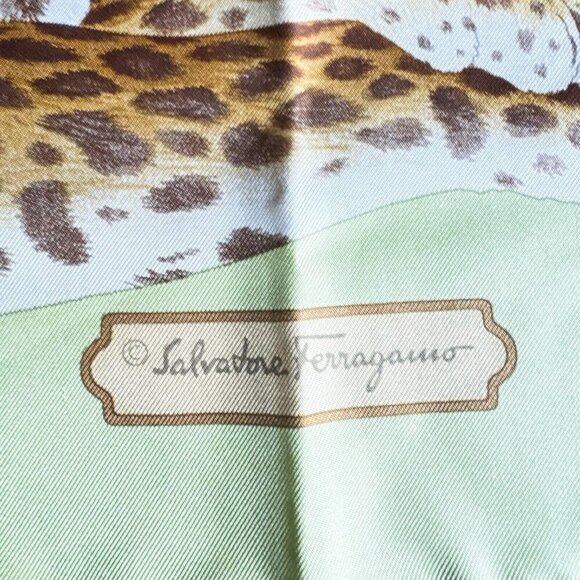 Salvatore Ferragamo Panther Parrot Print Scarf Silk Hand Rolled - Picture 8 of 10
